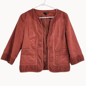 East 5th Womens M Blazer Jacket Rust Burnt Orange Boho Lagen‎ Look Rustic Chic